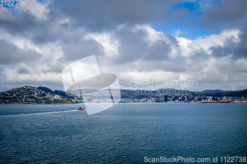 Image of Wellington city view from the sea, New Zealand