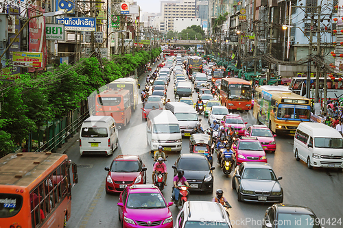 Image of Ordinary big traffic flows on roads Bangkok
