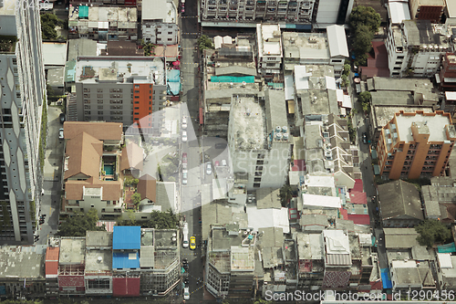 Image of View rooftops of simple quarters in Bangkok