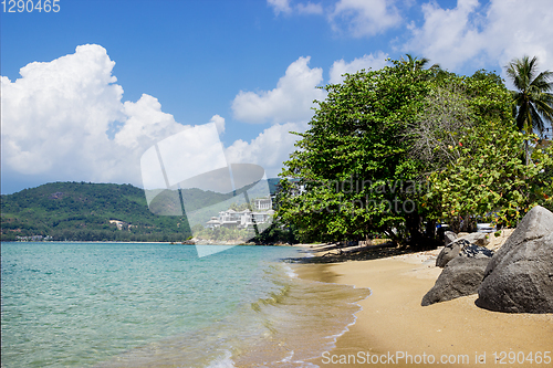 Image of Guiet sea wave sand beach