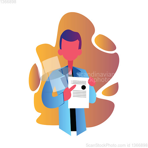 Image of Male doctor showing medical diploma vector occupation illustrati
