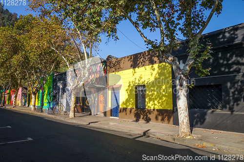 Image of Santiago city street in Bellavista, Chile