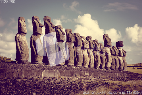 Image of Moais statues, ahu Tongariki, easter island