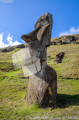 Image of Moais statues on Rano Raraku volcano, easter island