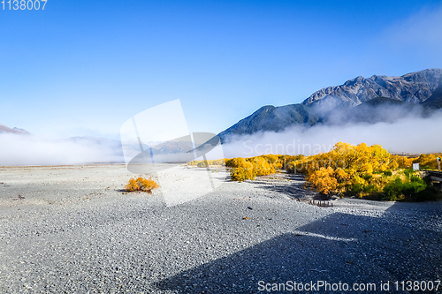 Image of Fog on plain in New Zealand mountains