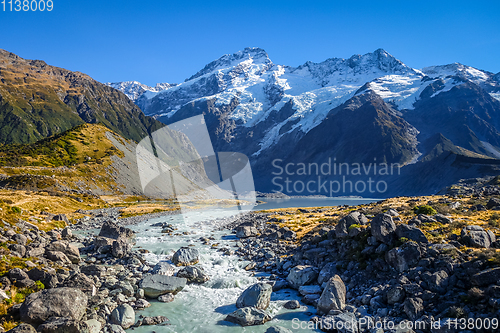 Image of Glacial lake in Hooker Valley Track, Mount Cook, New Zealand