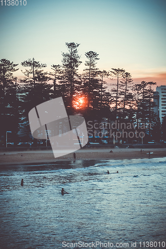 Image of Manly Beach at sunset, Sydney, Australia