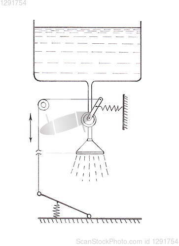 Image of Economical use of water shower. Pencil drawing