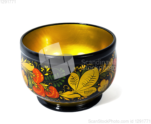 Image of Wooden bowl, painted with floral ornament in style of Khokhloma