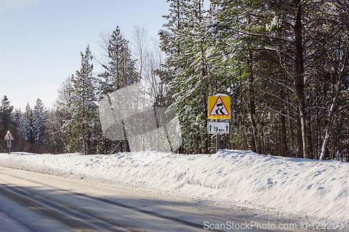 Image of Slippery winter road, northern region