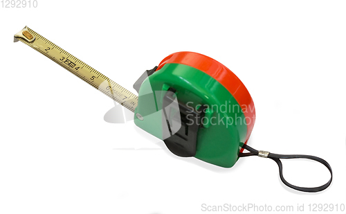 Image of Roulette with red and green body housing on white background