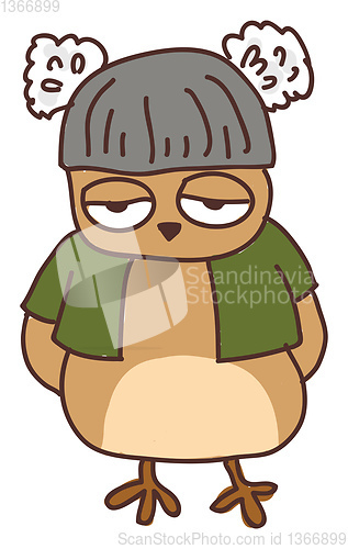 Image of A sleepy owl vector or color illustration