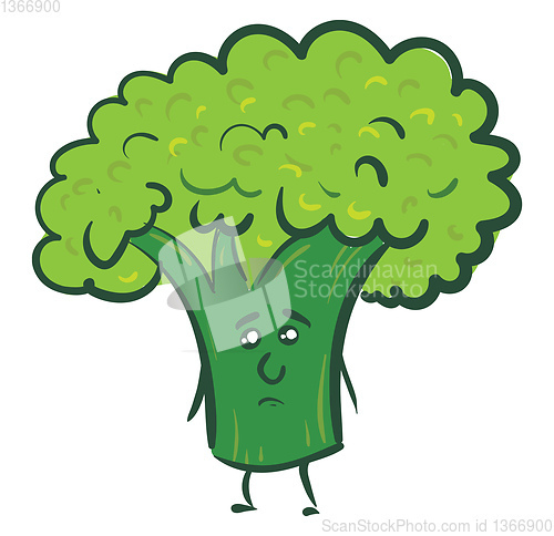 Image of Sad green brocolli  vector illustration on white background