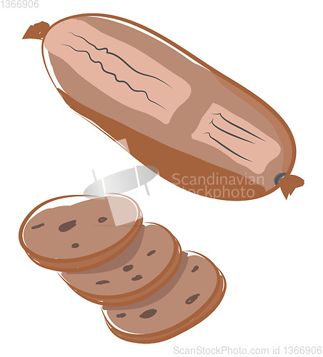 Image of A packaged brown sausage vector or color illustration