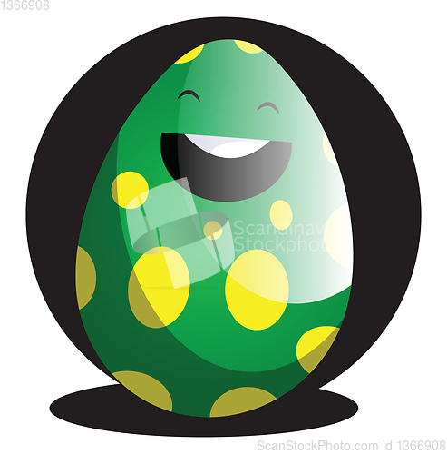 Image of Green Easter egg in front of black circle illustration web vecto