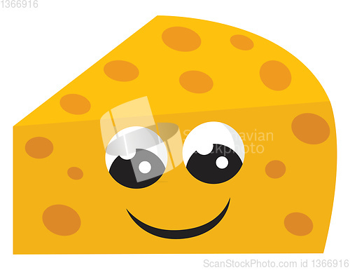Image of Smiling yellow swiss cheese vector illustration on white backgro