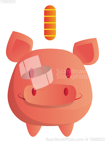 Image of Vector illustration of a smiling piggy bank on white background