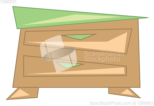 Image of Clipart of a beautiful wooden shelf known as chest of drawer vec