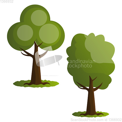 Image of Couple of green trees vector illustration on white background