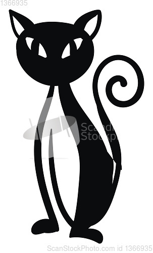 Image of Silhouette of a black thin cat vector or color illustration