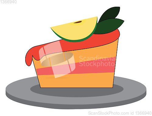 Image of Two layer celebration cake with cherry decoration vector or colo