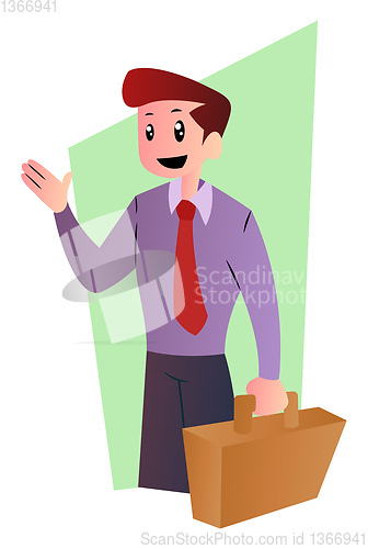 Image of Cartoon happy businessman vector illustartion on white backgroun