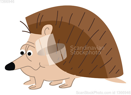Image of Cartoon of a big nosed spiny animal known as hedgehog vector col