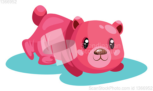Image of Pink bear on the ground vector illustration on white background.