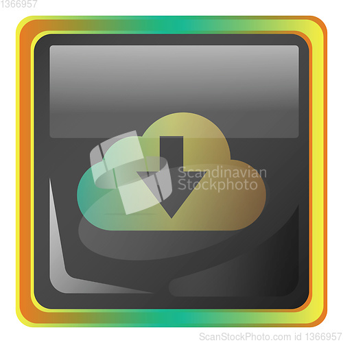 Image of Cloud download  grey square vector icon illustration with yellow