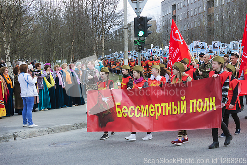 Image of Immortal Regiment marches on. Polyarnye Zori. Russia
