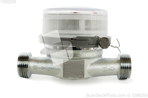 Image of Water meter for domestic water white background