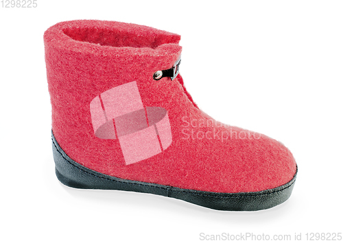 Image of Felt boot bright red on white