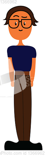 Image of Clipart of a confused boy wearing black eyeglasses vector color 