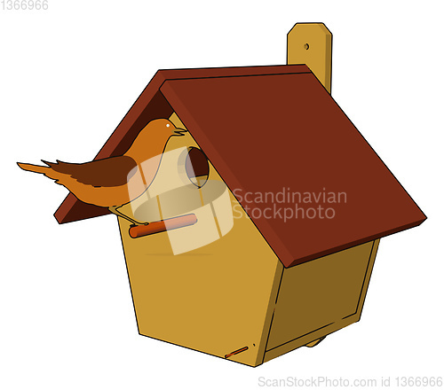 Image of A bird with a small home vector or color illustration