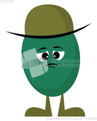 Image of Emoji a sad green monster with a hat vector or color illustratio