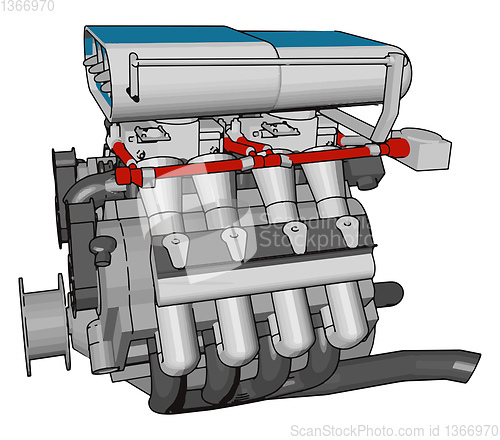 Image of A complicated engine vector or color illustration