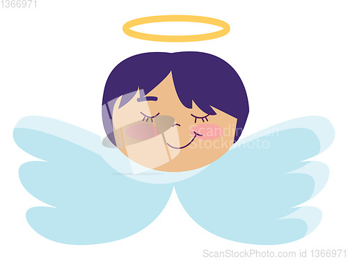 Image of Angel with short blue hair illustration color vector on white ba