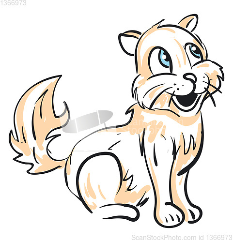 Image of An orange sketch of a laughing cat vector or color illustration
