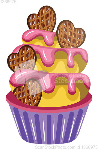 Image of Colorful cupcake with cookiesillustration vector on white backgr