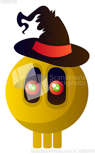 Image of Cute yellow cartoon skull with halloween hat vector illustartion