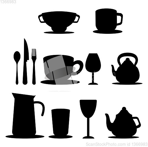 Image of Tea Set vector color illustration.