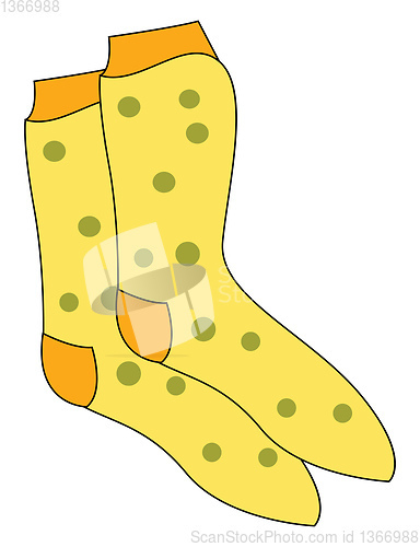 Image of Clipart of a showcase yellow-colored pair of socks vector or col