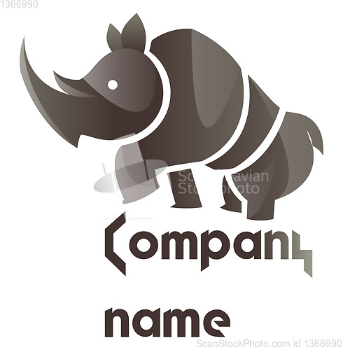 Image of Modern logo design of a grey rhino on white background