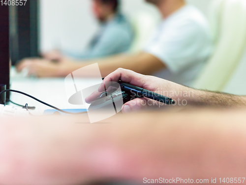 Image of Closeup of Graphic Designer Working at Workplace