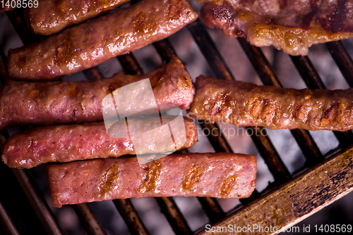 Image of delicious grilled meat on barbecue