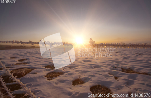 Image of winter landscape during sunset