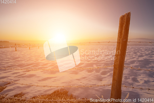 Image of winter landscape during sunset