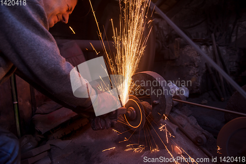 Image of the blacksmith polishing metal products