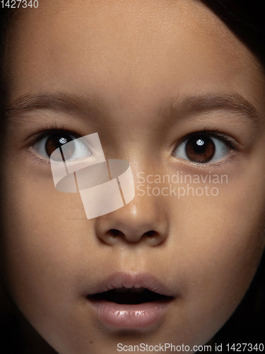 Image of Close up portrait of a little emotional girl