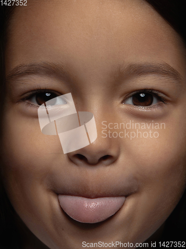 Image of Close up portrait of a little emotional girl